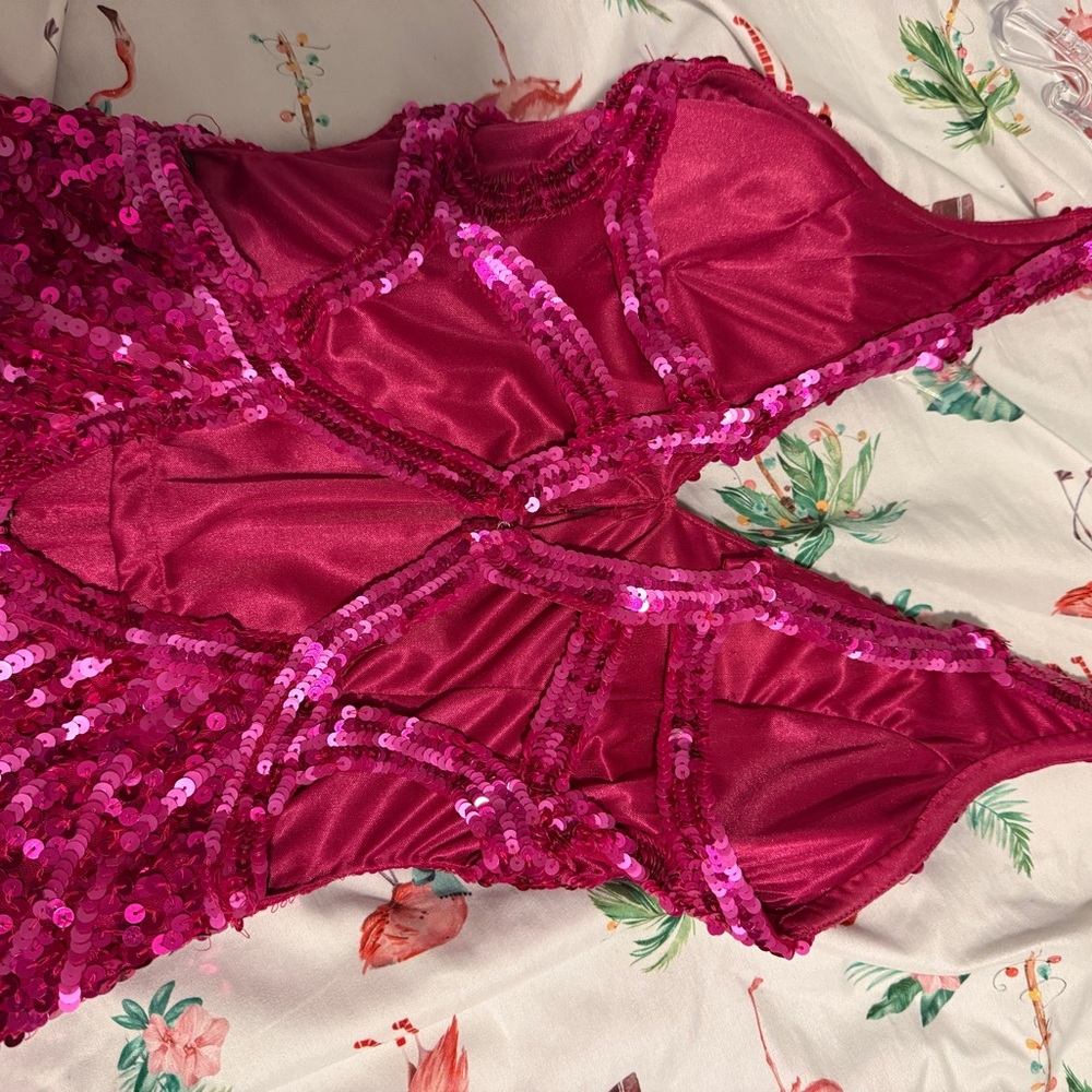 Riviera Pink Sequin Halter Prom Dress - Picture 8 of 15